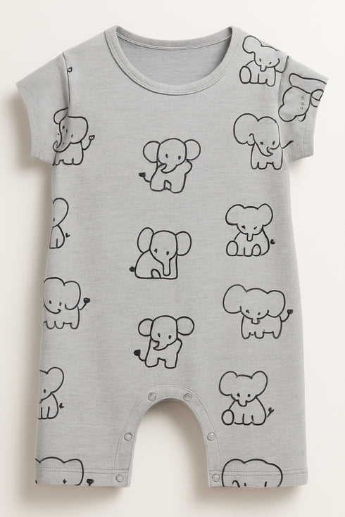 Lil’ Ellie Themed Cotton Romper (Gentle Grey)
