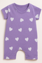 Heart Themed Cotton Romper (Light Purple)