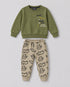 The Cool Cat Fleece Suit (Green & Beige)