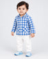Imported Cotton Checkered Button-Down 2 Piece Set (Blue & White)