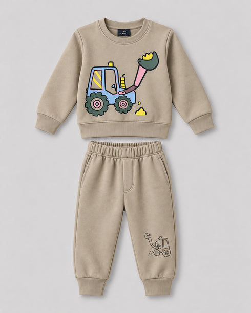 The Little Builder Fleece Suit (Beige)