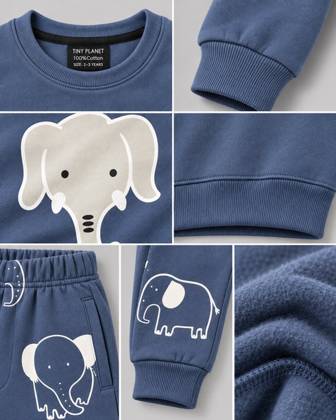 Little Elephant Themed Fleece Suit (Dusty Blue)