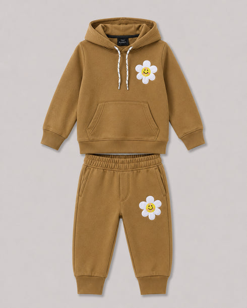 The Sunny Bloom Hooded Fleece Suit (Mustard)