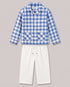 Imported Cotton Checkered Button-Down 2 Piece Set (Blue & White)