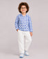Imported Cotton Checkered Button-Down 2 Piece Set (Blue & White)