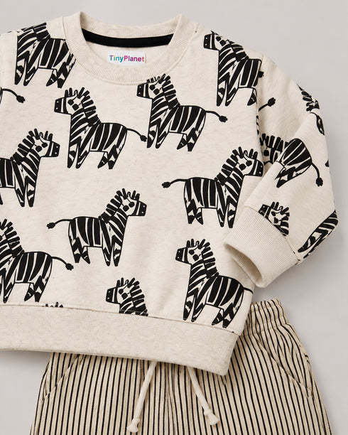 The Zebra Themed Fleece Suit (Light Grey)
