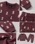 Alphatbet & Numbers Themed Fleece Suit (Maroon Brown)