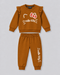 Frill Sleeves Honey Kitty Fleece Suit (Mustard Brown)