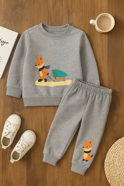 Foxy Festive Fleece Suit (Ash Grey)