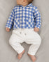 Imported Cotton Checkered Button-Down 2 Piece Set (Blue & White)
