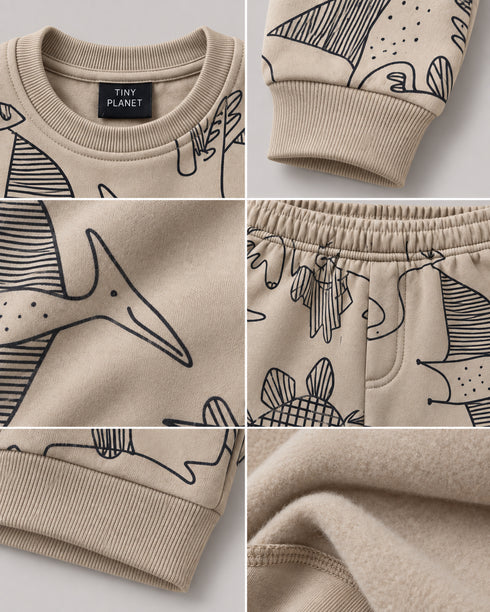 The Dino Trails Fleece Suit (Sand Beige)