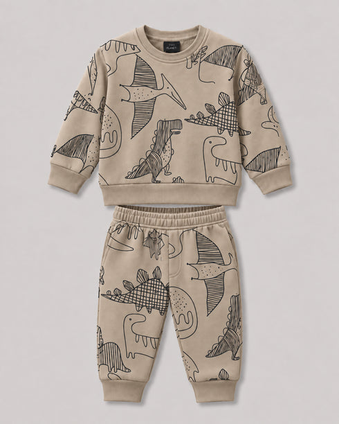 The Dino Trails Fleece Suit (Sand Beige)
