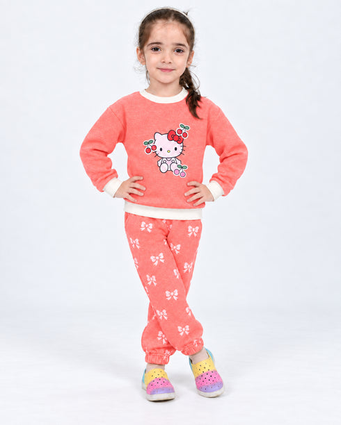 Kitty Cherry Cozy Fleece Suit (Peach Orange)