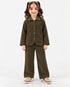 Imported Corduroy Button-Down 2 Piece Set (Dark Olive)