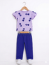 Frill Sleeves Tulip Flutter Cotton Trouser Set (Lilac & Purple)