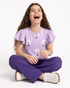 Frill Sleeves Floral Themed Cotton Trouser Set (Lilac & Purple)