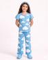 Frill Sleeves The Cloudy Themed Cotton Trouser Set (Sky Blue)