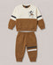 Mickey Color Block Fleece Suit (Brown & Off-White)
