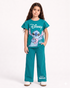 Frill Sleeves Forever Stitch Cotton Trouser Set (Sea Green)