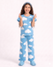 Frill Sleeves The Cloudy Themed Cotton Trouser Set (Sky Blue)