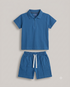 Classic Zip Polo Set (Oxford Blue)