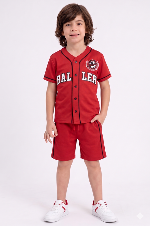 Baller Embroidered Baseball Set (Red)