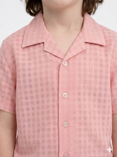 Classic Check Imported Wash & Wear 2 Piece Set (Tropical Peach)