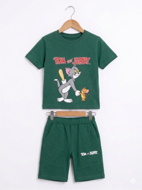The Tom & Jerry Cotton Short Set (Dark Green)