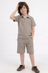 Imported Textured Wash & Wear 2 Piece Set (Beige)
