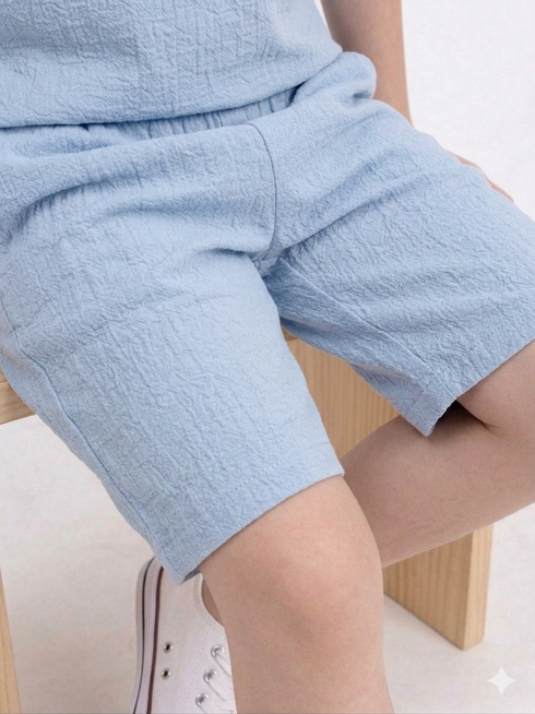 Imported Textured Wash & Wear 2 Piece Set (Sky Blue)