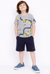 City Planner Cotton Short Set (Heather Grey & Navy Blue)
