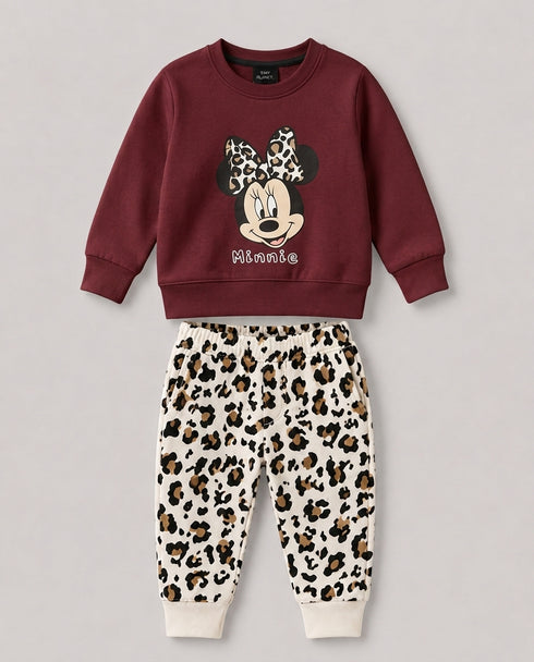 The Minnie Muse Fleece Suit (Maroon & Off-White)