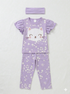 Frill Sleeves Happy Kitty Cotton Trouser Set (Lilac)