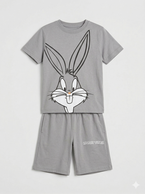 The Bugs Bunny Cotton Short Set (Mist Grey)