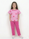 Frill Sleeves Candy Heart Cotton Trouser Set (Rose Pink)