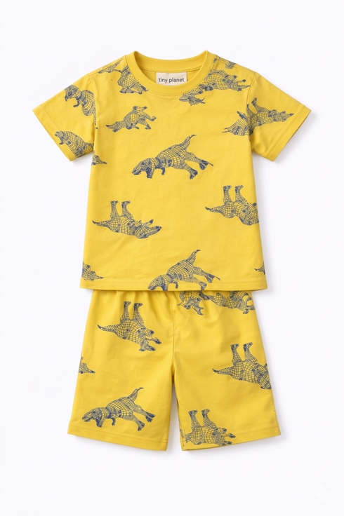 Rex Power Play Cotton Short Set (Mustard Yellow)