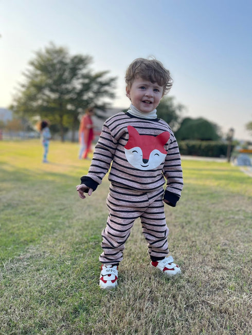 Fox Printed Striped Fleece Tracksuit