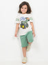 Little Tractor Cotton Short Set (White & Green)