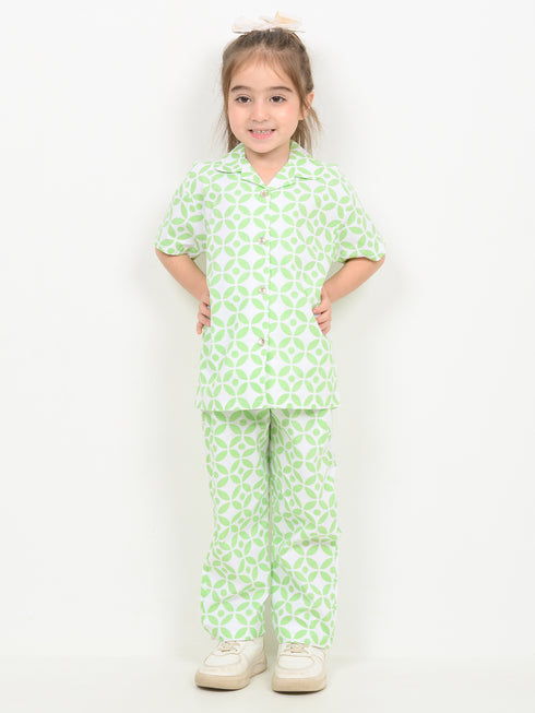 Imported Cotton Lime Orbit 2 Piece Set (Lime Green & White)
