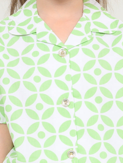 Imported Cotton Lime Orbit 2 Piece Set (Lime Green & White)