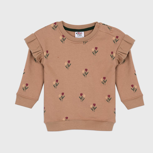 Floral Frills Fleece Sweatshirt (Honey)