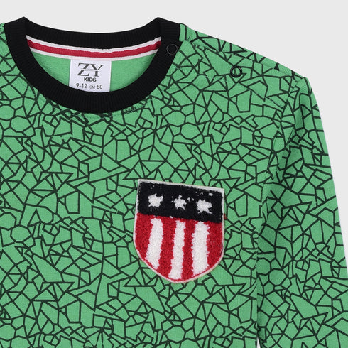 Patterned Fleece Sweatshirt (Green)