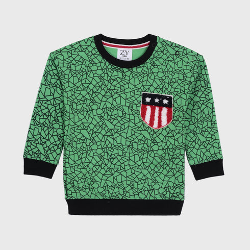 Patterned Fleece Sweatshirt (Green)