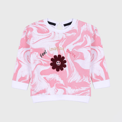 Fleece Tie & Die 2-Piece Set (Pink-White)