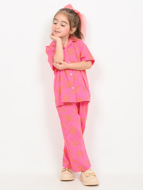 Imported Wash &Wear Rose Glow 2 Piece Set (Hot Pink)