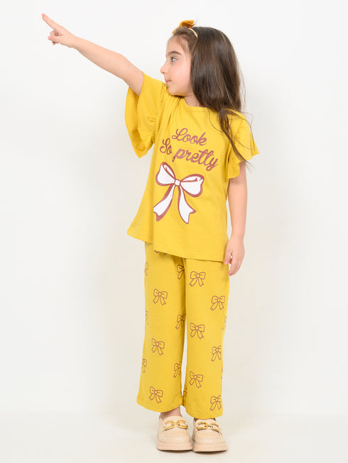 Frill Sleeves Look So Pretty Cotton Trouser Set (Mustard)
