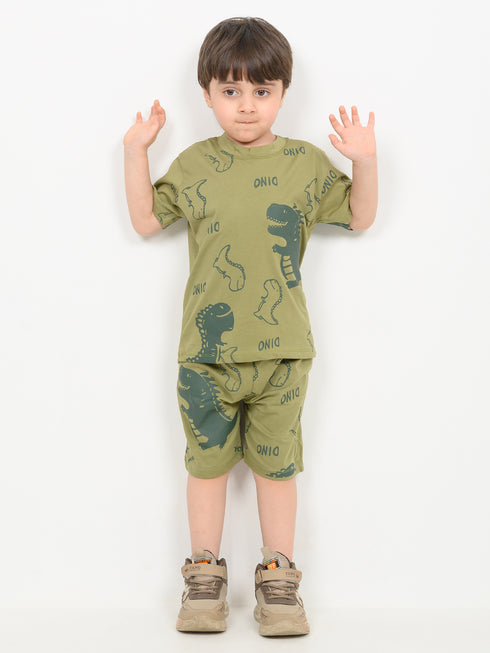 Little Rex Play Cotton Short Set (Olive Green)