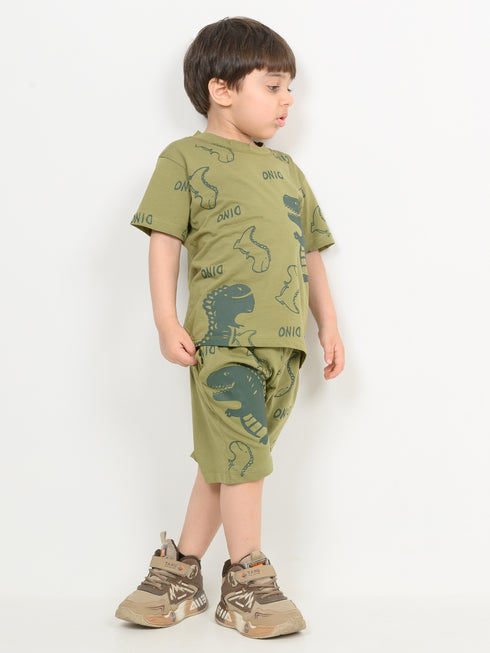 Little Rex Play Cotton Short Set (Olive Green)