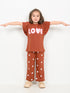 Frill Sleeves The Love Cotton Trouser Set (Terracotta)