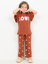 Frill Sleeves The Love Cotton Trouser Set (Terracotta)